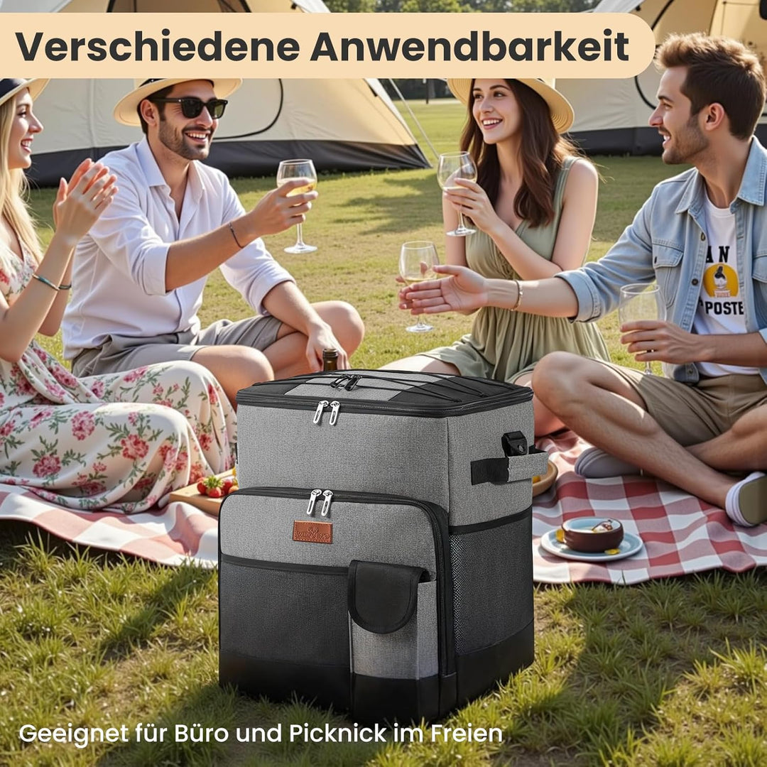 33L Kühltasche für Herren und Damen, Isolierte Cooler Bag faltbar kühlbox, wasserdichte Thermotasche