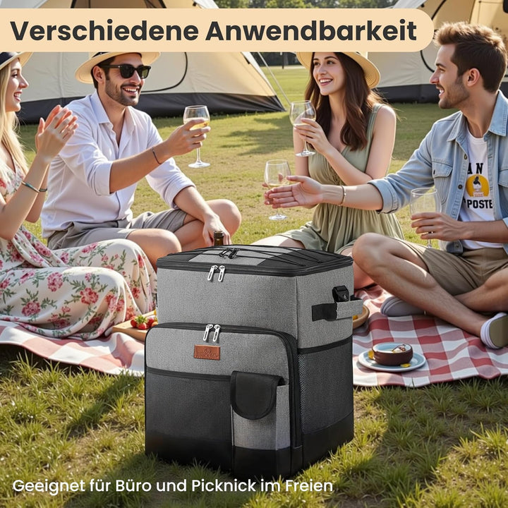 33L Kühltasche für Herren und Damen, Isolierte Cooler Bag faltbar kühlbox, wasserdichte Thermotasche