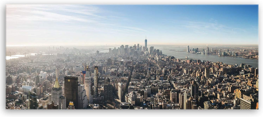 ge Bildet Bild auf Leinwand | Manhattan - New York City H in 120x50 cm als Panorama Wandbild XXL | W