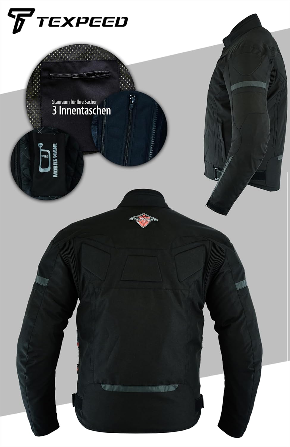 Motorradjacke herren mit protektoren - Motorrad Biker Wasserdicht Jacke Mit Rüstung (EN 1621-1) Schw