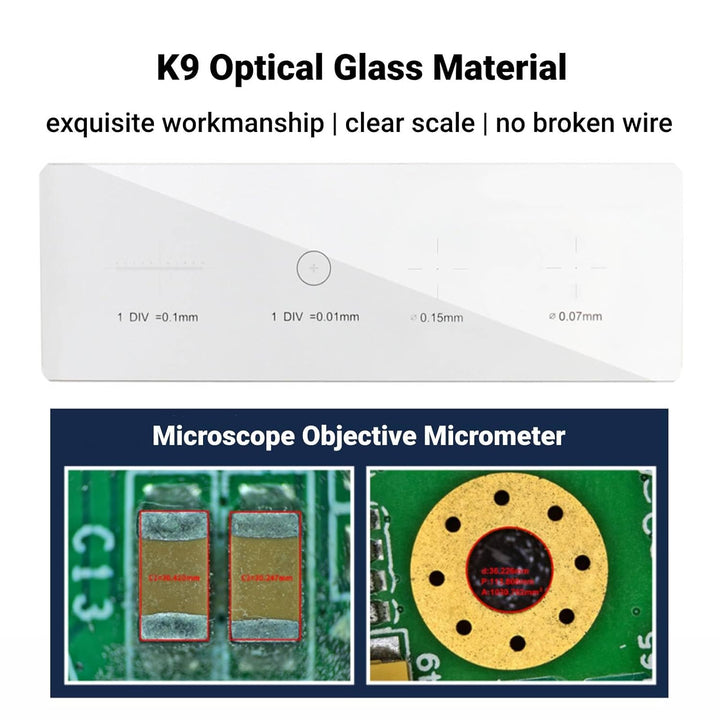 K9 Optisches Glasmikrometer Kalibrierobjektträger Kalibrierobjektträger Mikroskopobjektiv Kalibrierl