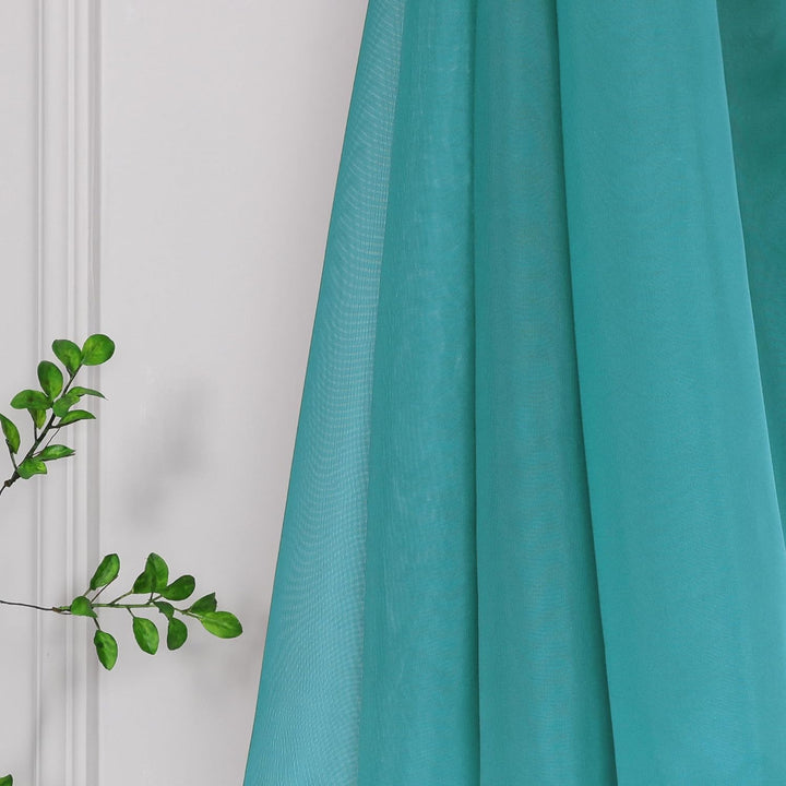 Yujiao Mao Uni Farbe Voile Freihandbogen Schals Querbehang Deko Gardinen Aqua BxL 140X600cm BxL 140X