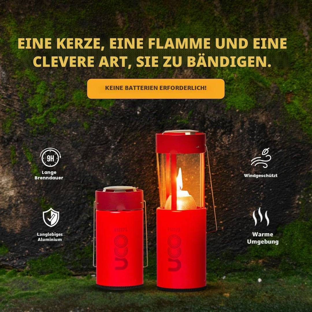 UCO Kerzenlaterne aus Aluminium, pulverbeschichtet, Vulkan, 6,5 Zoll, Lange Brenndauer, Winddicht, V