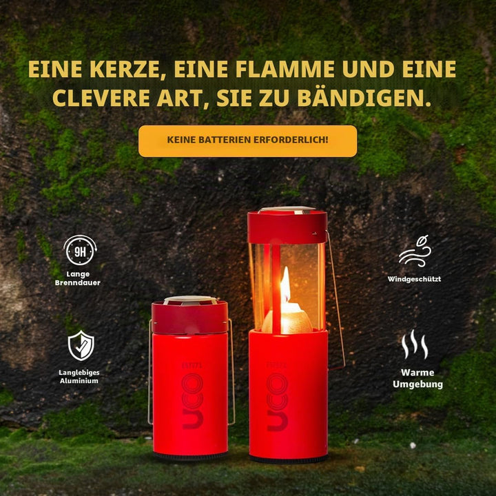 UCO Kerzenlaterne aus Aluminium, pulverbeschichtet, Vulkan, 6,5 Zoll, Lange Brenndauer, Winddicht, V