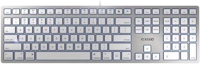 CHERRY KC6000 Slim for MAC - Corded Keyboard - USB - Silver (US-International), KC 6000 SLIM weiss-s
