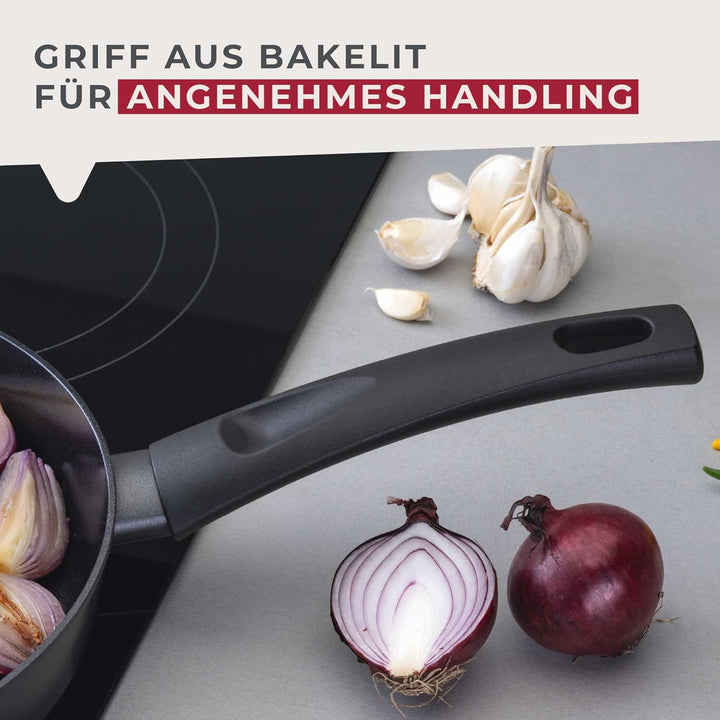 FACKELMANN Pfannenset Highrise 3-tlg Ø 20/24/28 cm – Antihaft-Bratpfannen aus recyceltem Aluminium,