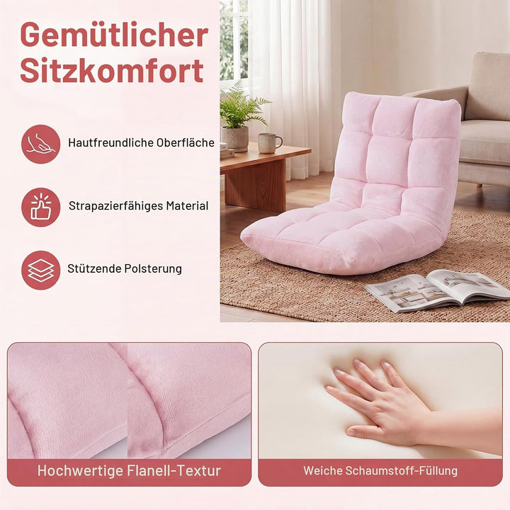 RELAX4LIFE Bodenstuhl Klappbar, Bodensessel mit Verstellbarer Rückenlehne &amp; Liegefunktion, Relaxsess