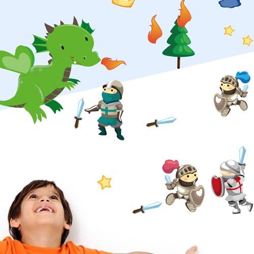 Wandkings Ritter Wandsticker Megapack Set, 82 Aufkleber, Gesamtfläche 260 x 70 cm