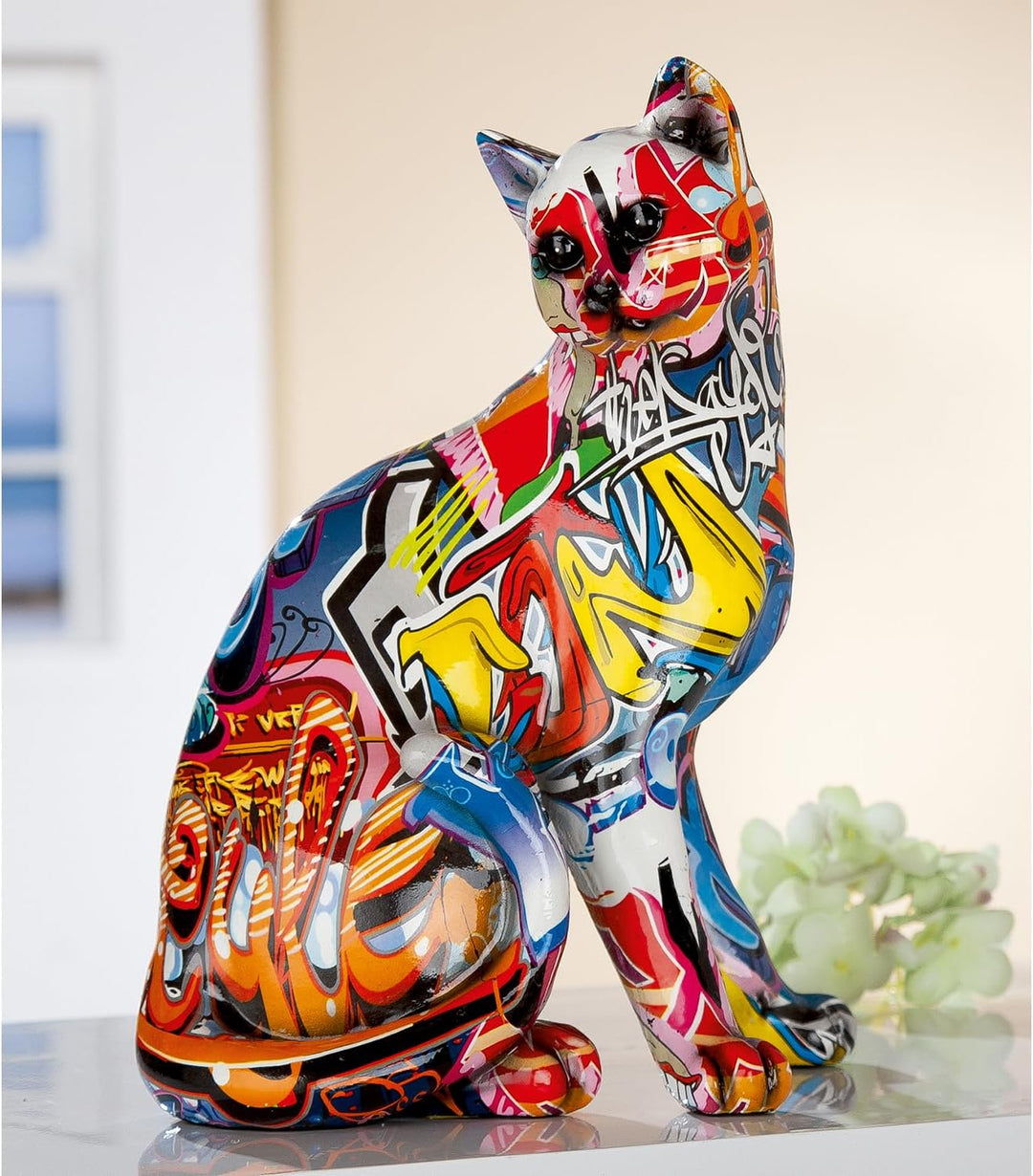 Casablanca - Figuren Deko Katze - Pop Art - Katzen Geschenke - Skulptur - Höhe 29 cm - Breite 21 cm