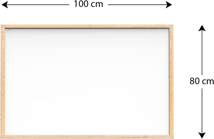 ALLboards Whiteboard mit Holzrahmen 100x80cm Magnettafel Weiss Magnetisch, Trocken Abwischbar 100B x