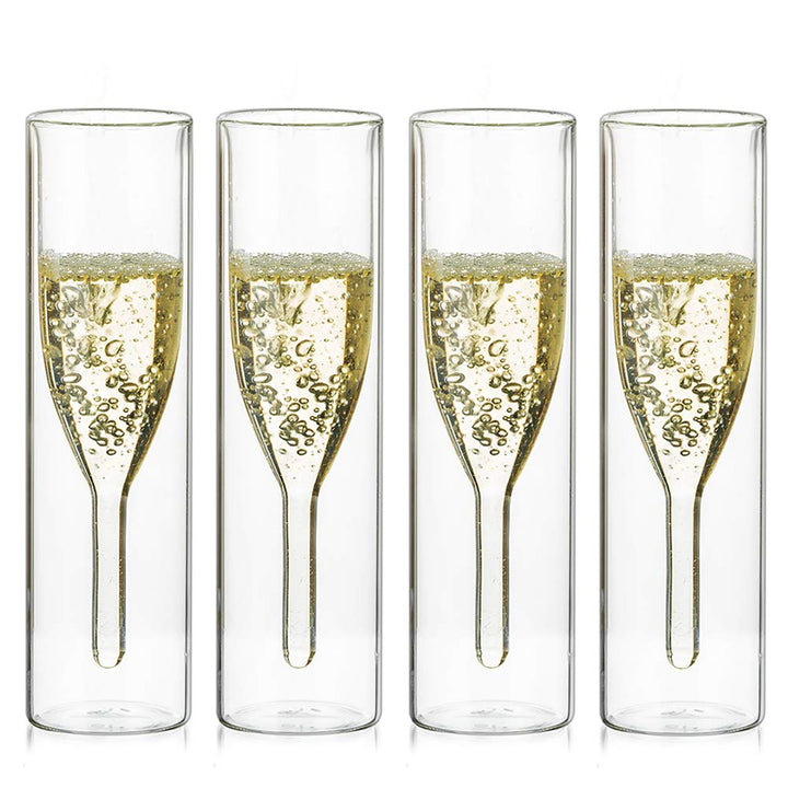 Sziqiqi Massive Doppelwandige Champagnerglas Kristallgläser, Classics Tulip Goblet Stemless Clear Gl