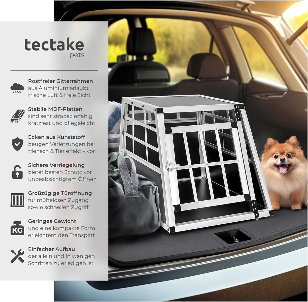tectake® Alu Hundetransportbox -Diverse Grössen- (Single klein)