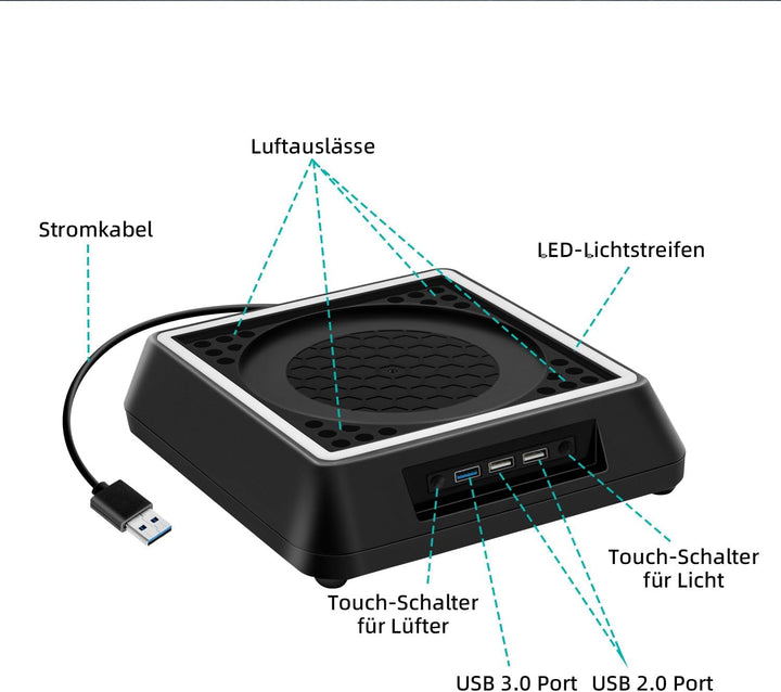 Mcbazel Xbox Serie X Lüfter Xbox Series x ständer mit RGB-Licht/Einstellbare Kühlfunktion/LED-Anzeig