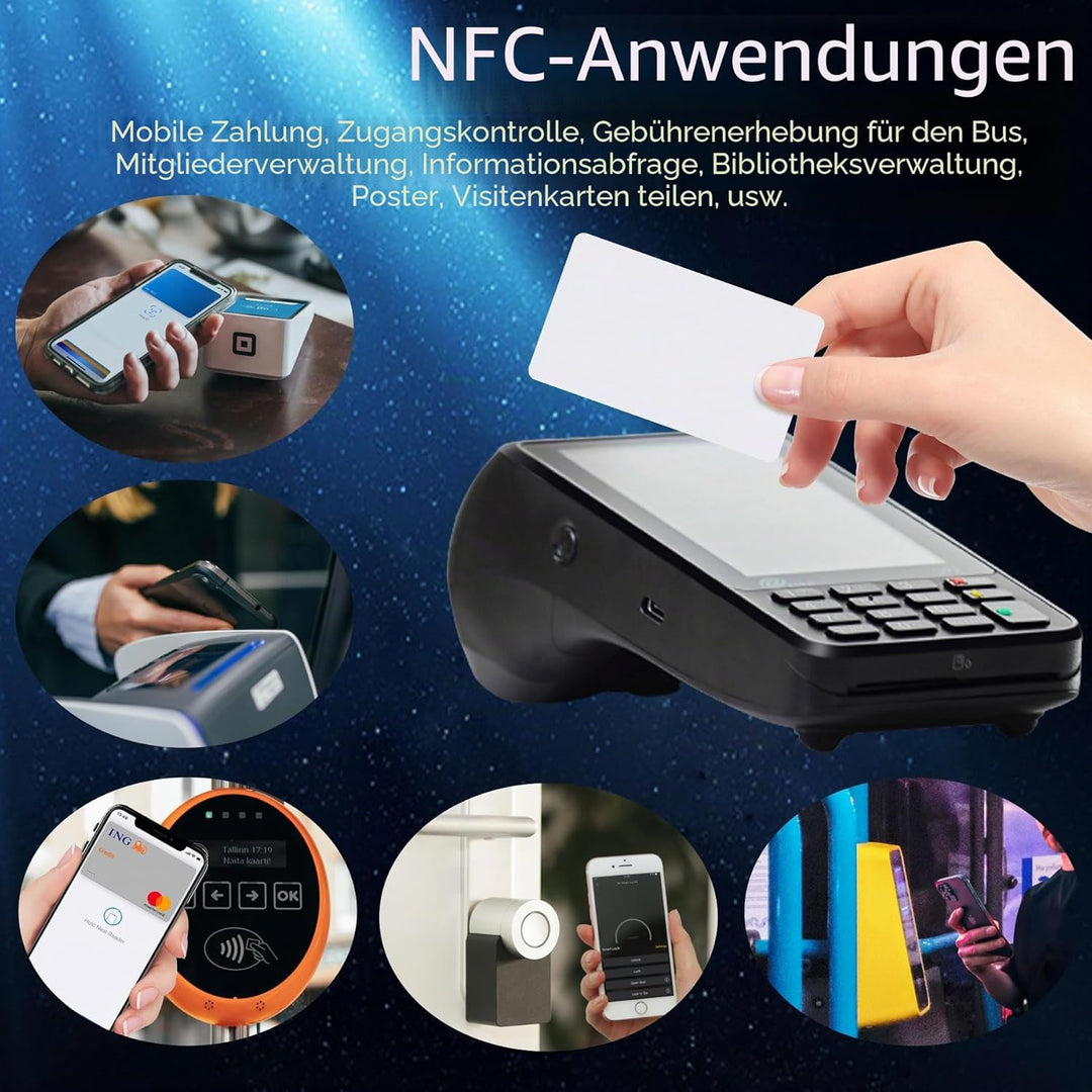 100 Stück NFC Tag Karten, programmierbarer NFC 215 Tag wasserdichte PVC NTAG215 Card CR80, 504 Bytes