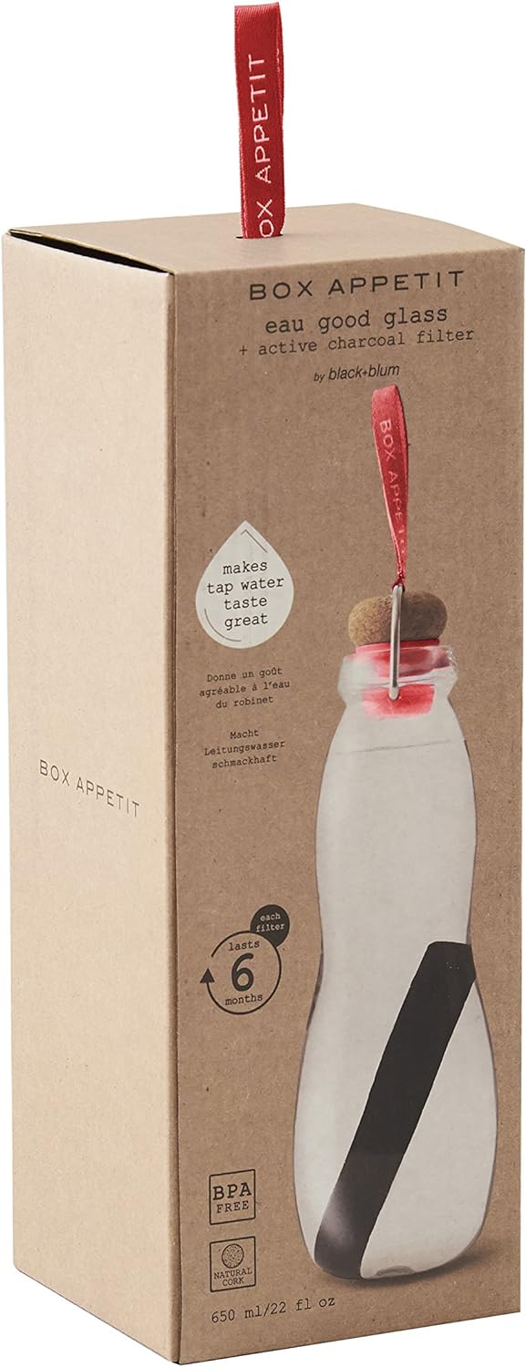 Black + Blum Trinkflasche Borosilikatglas/Kork Rot, Rot