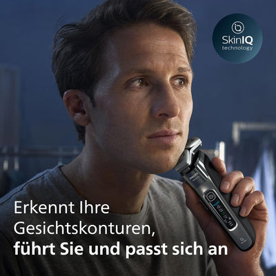 Philips Shaver Series 8000 – Elektrischer Nass- und Trockenrasierer mit SkinIQ Technologie, ausklapp