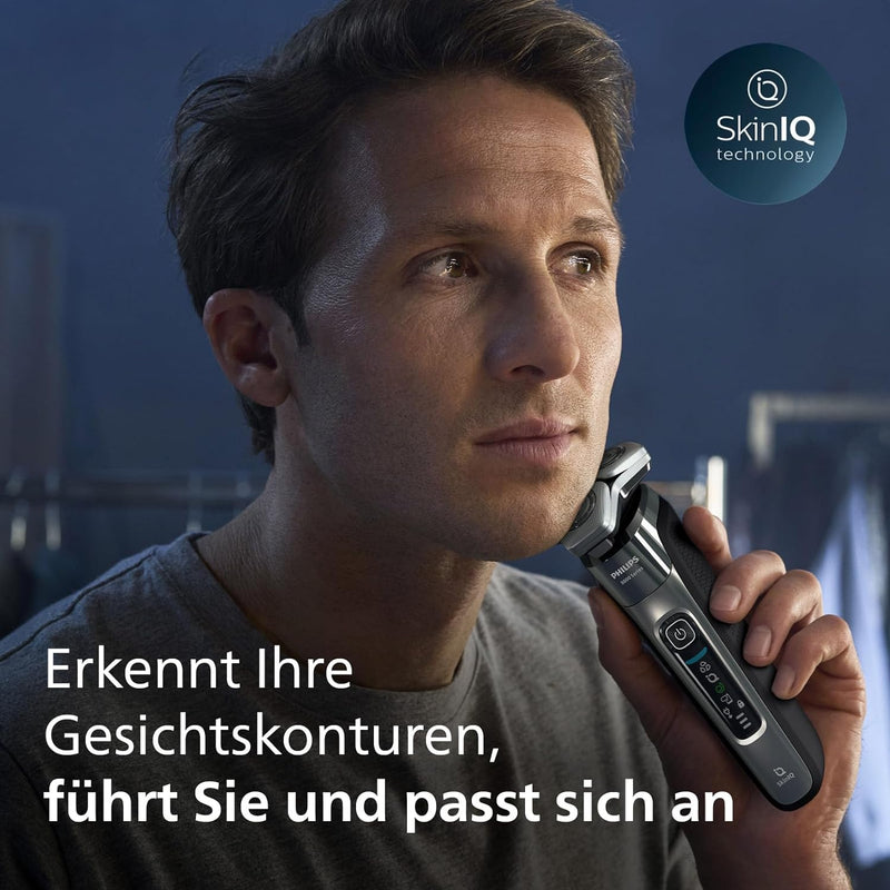 Philips Shaver Series 8000 – Elektrischer Nass- und Trockenrasierer mit SkinIQ Technologie, ausklapp