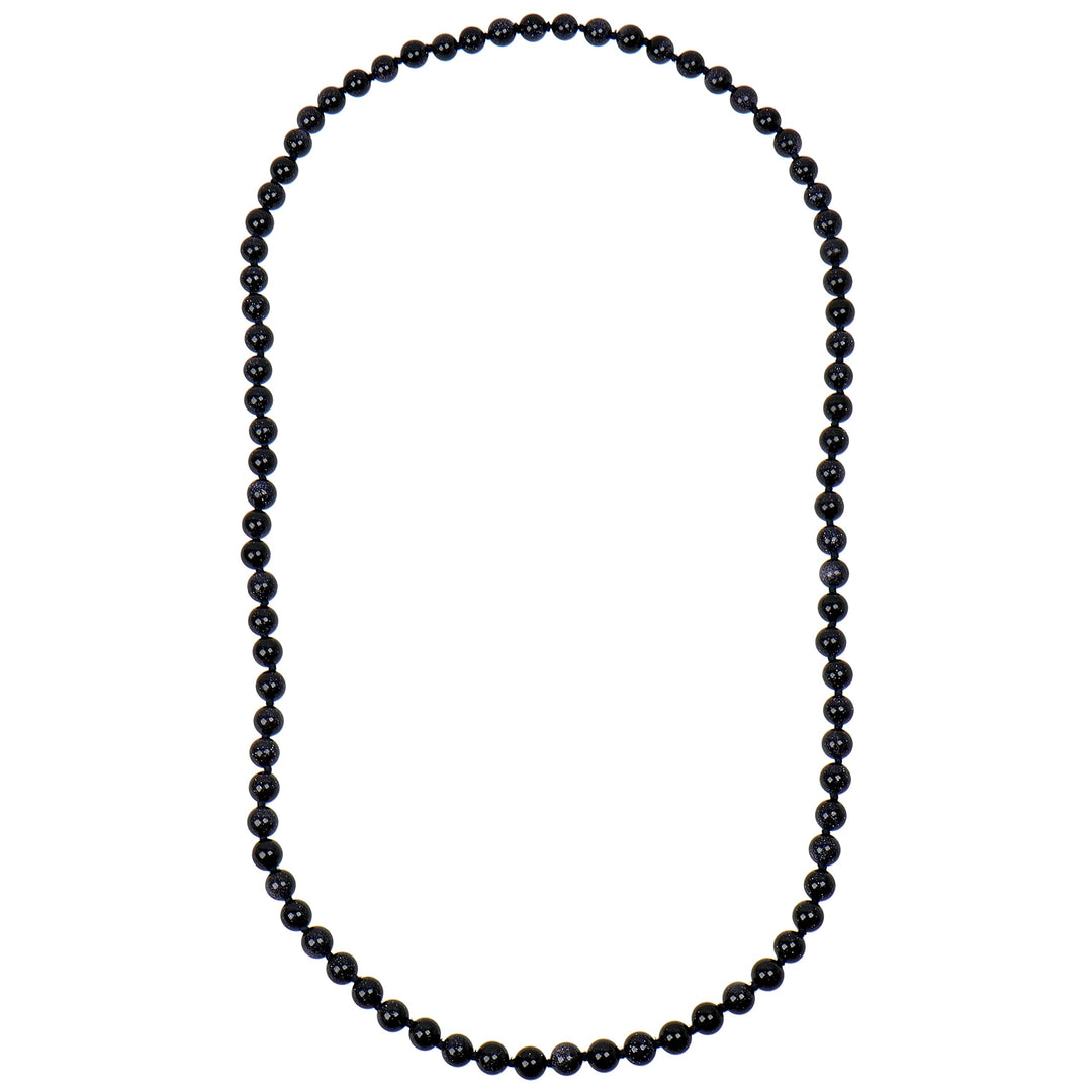 Edelstein Kette Damen 80 cm Endloskette 8 mm handgeknotet Blaufluss, Blaufluss