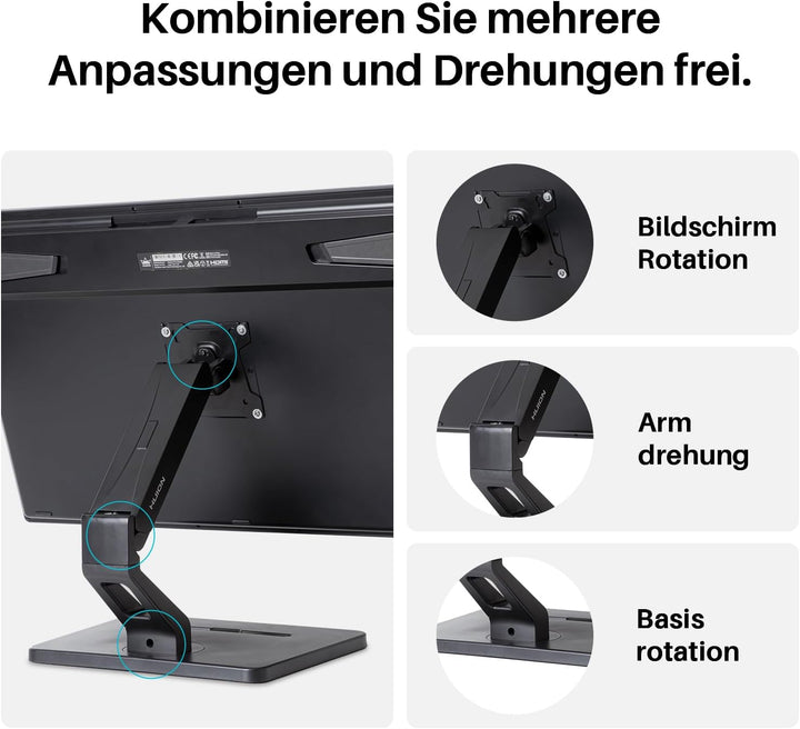 Huion ST500 Monitor Halterung, Ständer Kompatibel mit Kamvas 22 &amp; Plus, Kamvas Pro 24 (4K), Kamvas 2