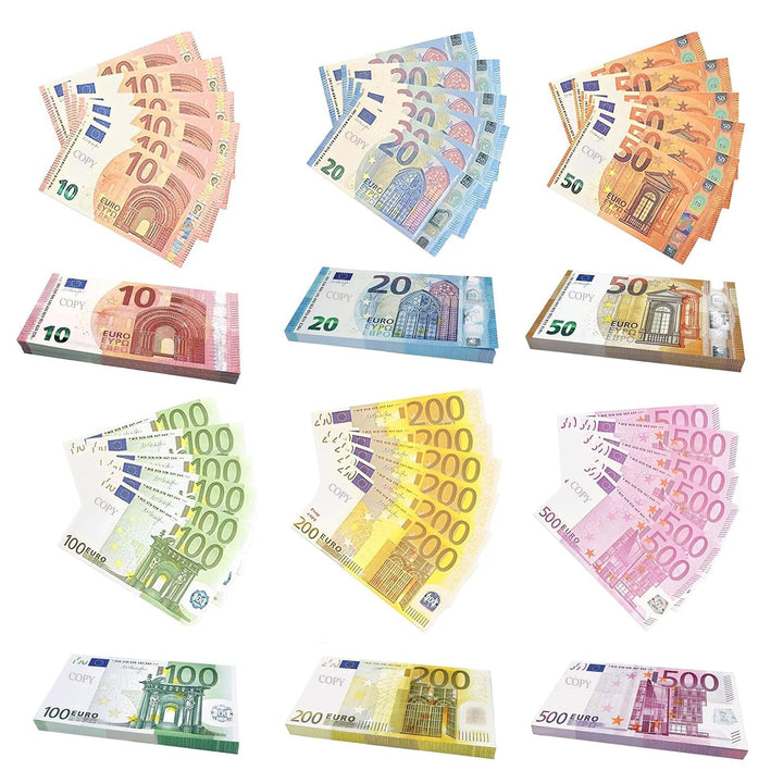 300 Blätter Prop Money Enthält 6 Werte Spielgeld Euro Scheine 10/20/50/100/200/500 Fake Geld Falschg