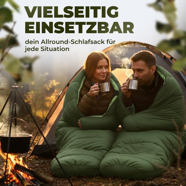 Schlafsack [Ultraleicht] 3 Jahreszeiten Sommer & Winter, kleines Packmass, Komfort, 210x75 cm, leich