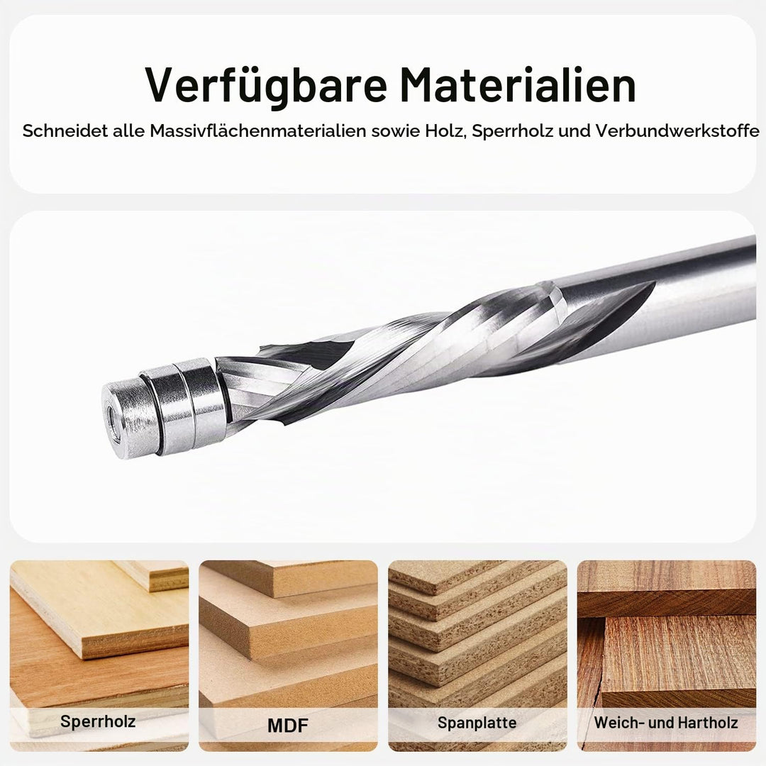SpeTool Bündigfräser 8mm Schaft Up&amp;Down Kopierfräser für Oberfräse Kompressions 32mm Schnittlänge Ex