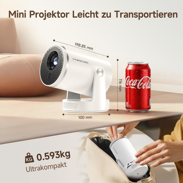 【Autofokus】 Magcubic Mini Beamer 4K HY320pro, Projektor mit Native 1080p, 400 ANSI, 10.000:1 Kontras