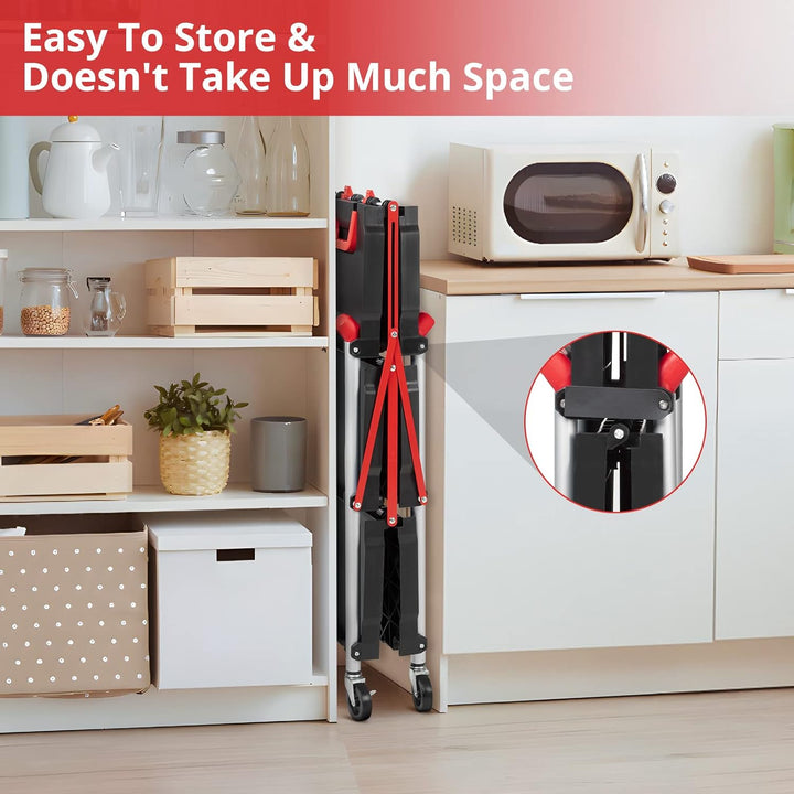 Towallmark Klappbar Servierwagen mit Rollen, 3 Etagen klappbar Rollwagen Küchenwagen 60x38x83cm Trag