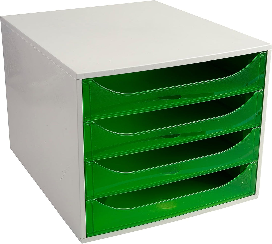 Exacompta 228697D Ablagebox Linicolor mit 4 Schubladen für DIN A4+ Dokumente. Ecobox mit hoher Kapaz