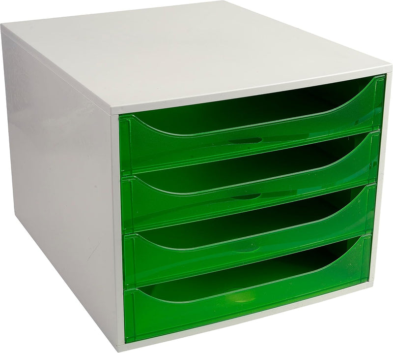 Exacompta 228697D Ablagebox Linicolor mit 4 Schubladen für DIN A4+ Dokumente. Ecobox mit hoher Kapaz