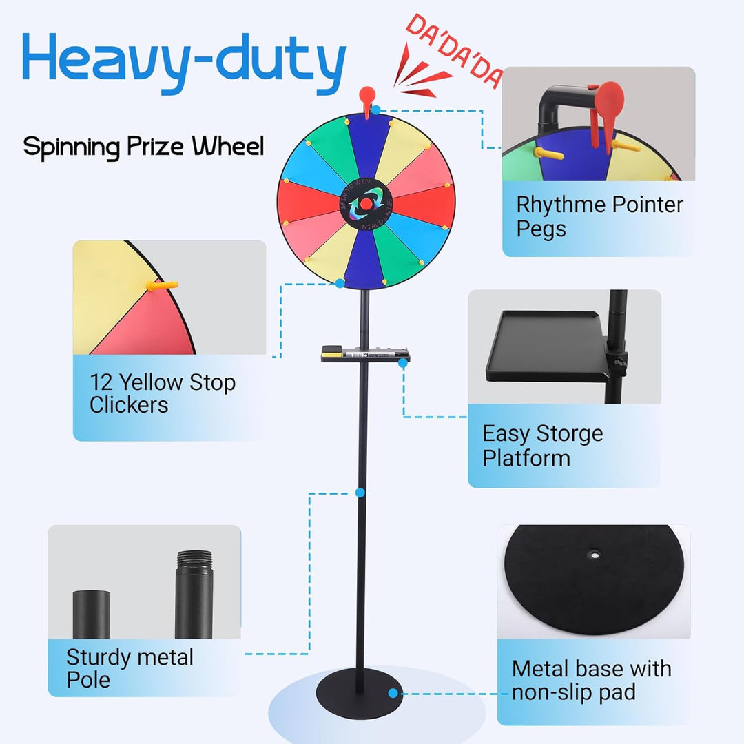 17'' Glücksrad zum Drehen Gross mit 14 Farben, 43cm Höhenverstellbar Gluecksrad Gluecksrad Spielzeug