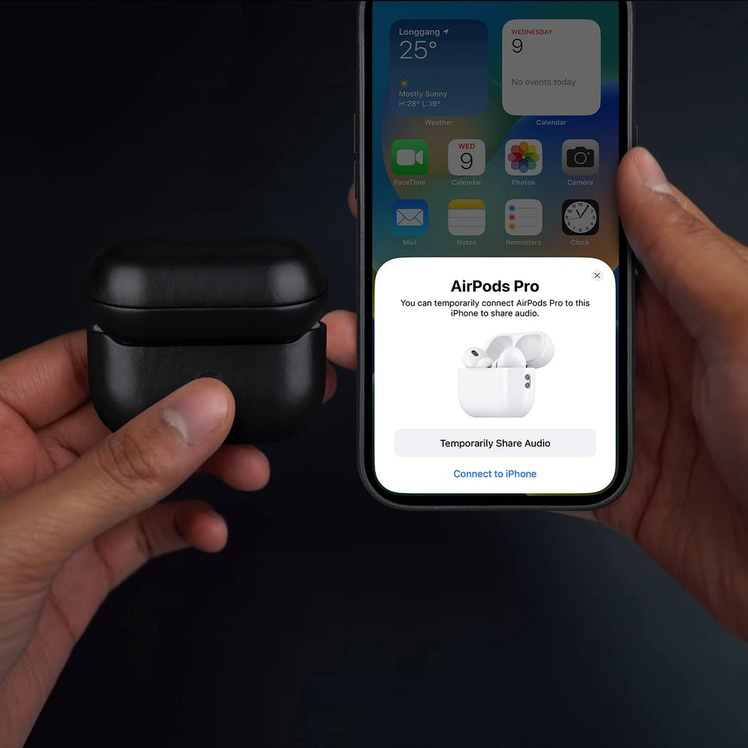 MAOGOAM Leder AirPods Pro 2 Hülle mit Knöpfen, Authentische Kristall-Pflanzenöl gewachste Lederhülle
