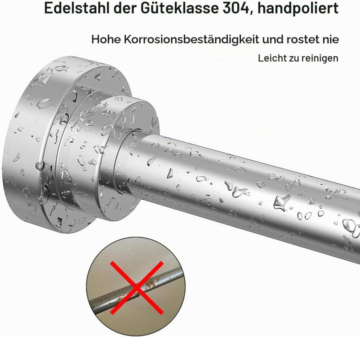 Teleskopstange Siler 120cm-290cm Duschvorhangstange ohne Bohren aus Edelstahl ausziehbare Kleidersta
