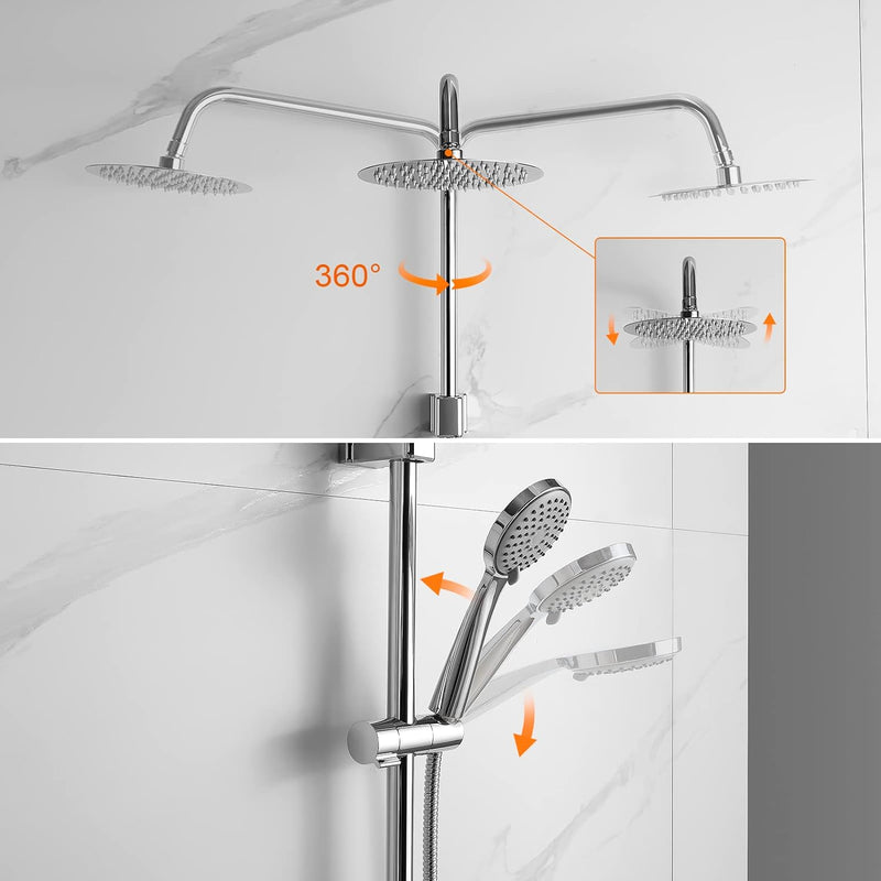 Ibergrif M17059 Duschsäule System mit Wasserhahn, Duschstange Kit, Messing Brause Mischbatterie Set