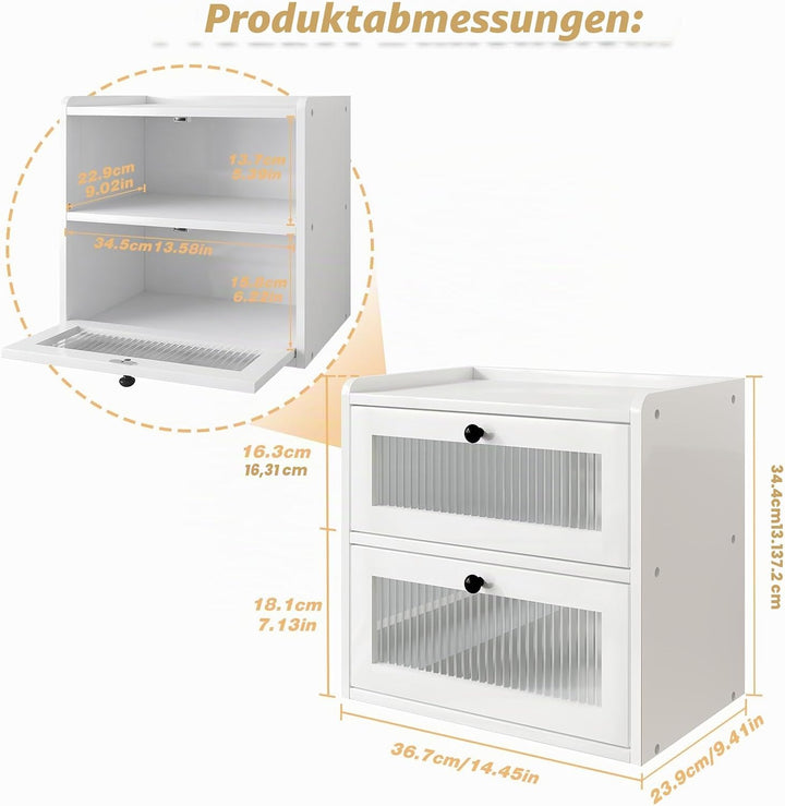 Brotkasten Holz, 2 Etagen Gross Brotbox mit Belüftungsloch, Längere Frische & Einfache Pflege, Küche