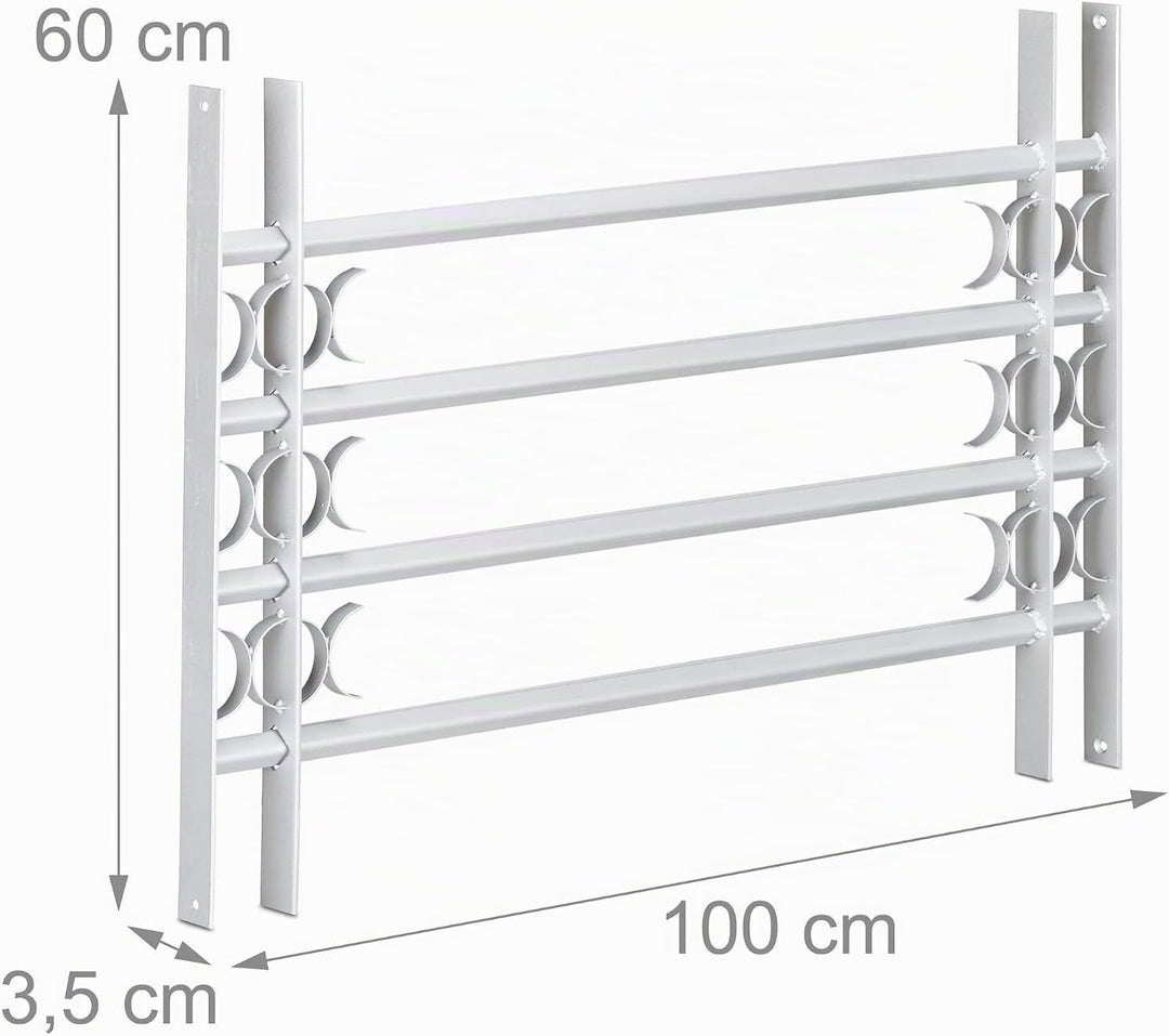Relaxdays Fenstergitter Einbruchschutz, Ausziehbar, Aussen, Verzinkt, Stahl, 600 x 1000-1500 mm, Sic