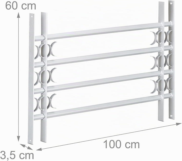 Relaxdays Fenstergitter Einbruchschutz, Ausziehbar, Aussen, Verzinkt, Stahl, 600 x 1000-1500 mm, Sic