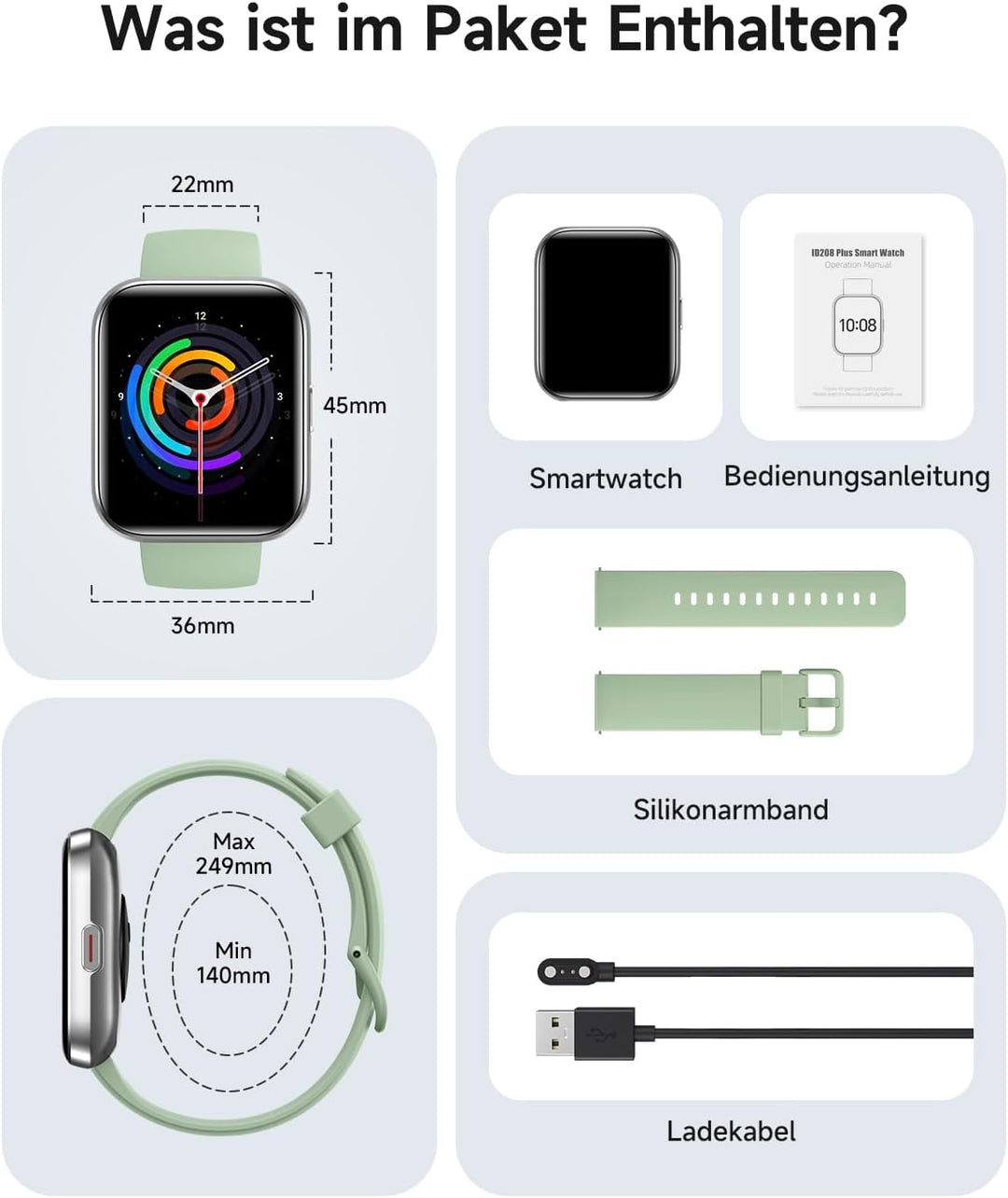 Smartwatch Herren Damen, 1,8" AMOLED-Display Smart Watch mit Telefonfunktion Alexa, Fitnessuhr mit H
