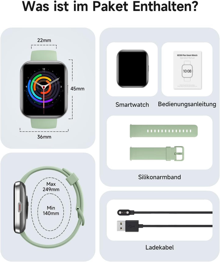 Smartwatch Herren Damen, 1,8" AMOLED-Display Smart Watch mit Telefonfunktion Alexa, Fitnessuhr mit H