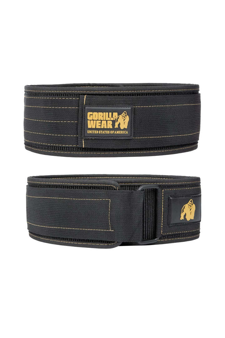 Gorilla Wear 4 Inch Nylon Belt - schwarz - Bodybuilding und Fitness Gürtel für Damen und Herren M/L