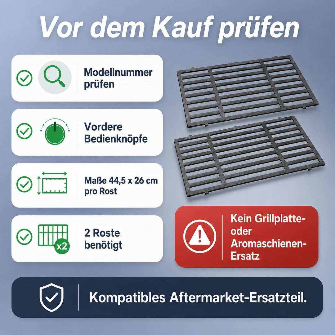 Uniflasy 44,5 x 26cm Gusseisen Grillrost 7637 für Weber Spirit I & II E210, E220, S210, S220 (mit vo