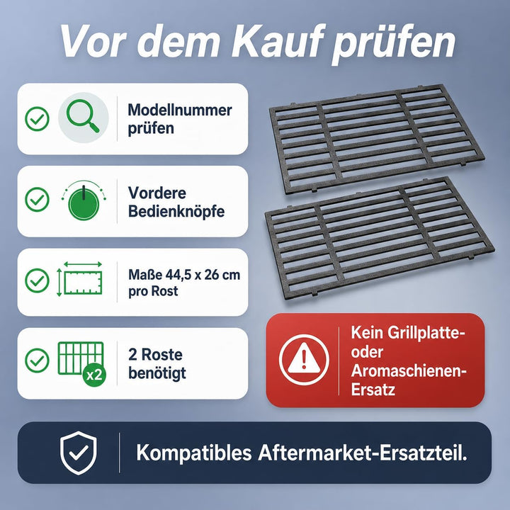 Uniflasy 44,5 x 26cm Gusseisen Grillrost 7637 für Weber Spirit I & II E210, E220, S210, S220 (mit vo