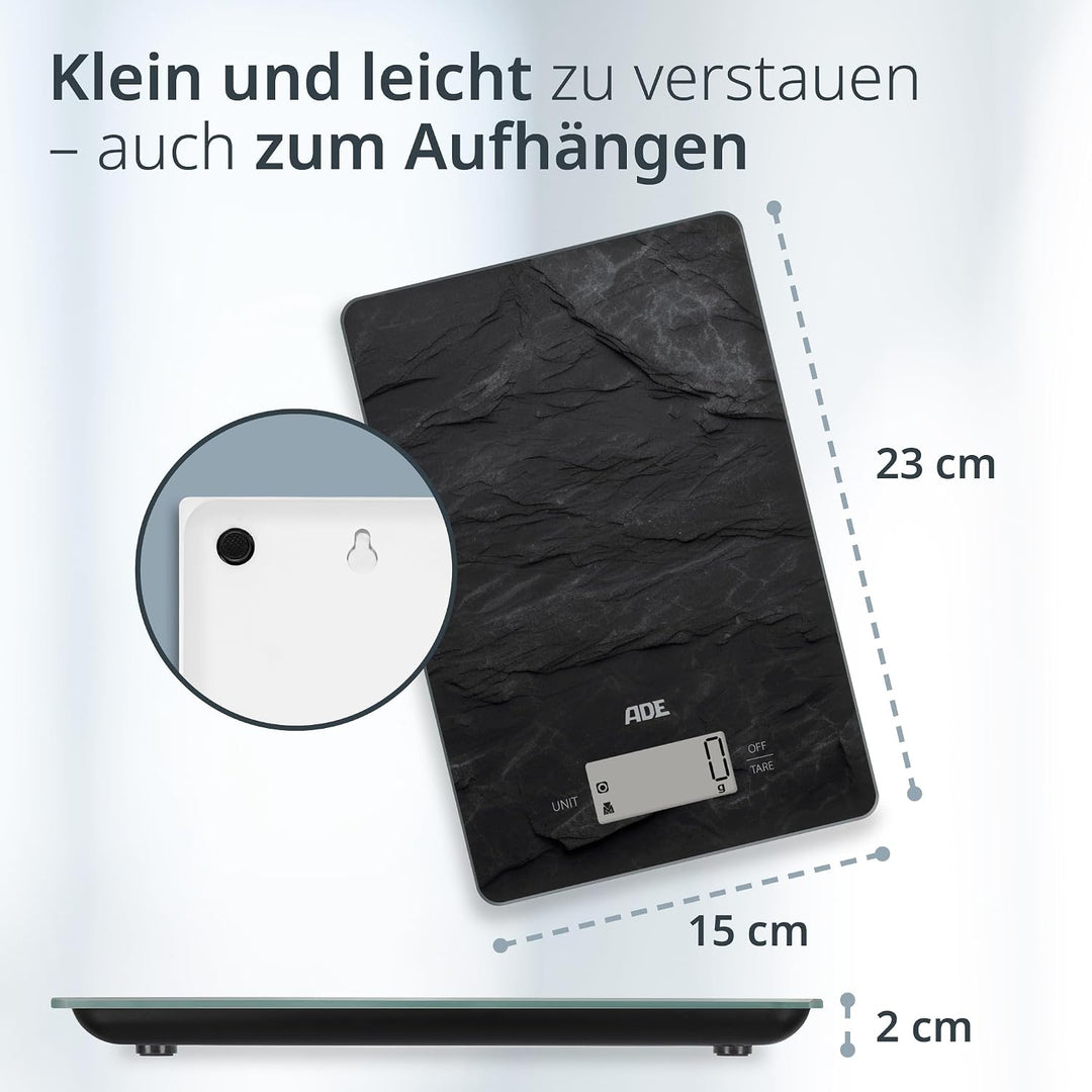 ADE Digitale Küchenwaage | präzise Grammwaage bis 5 kg | grosses Display | inkl. AAA Batterien | seh