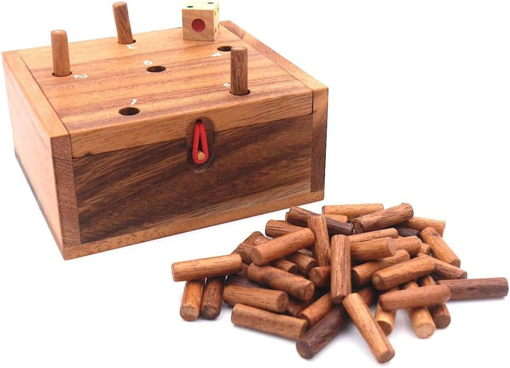 ROMBOL Endlich die 6 - lustiges Würfelspiel für die ganze Familie aus edlem Holz 10 cm x 10 cm x 5 c