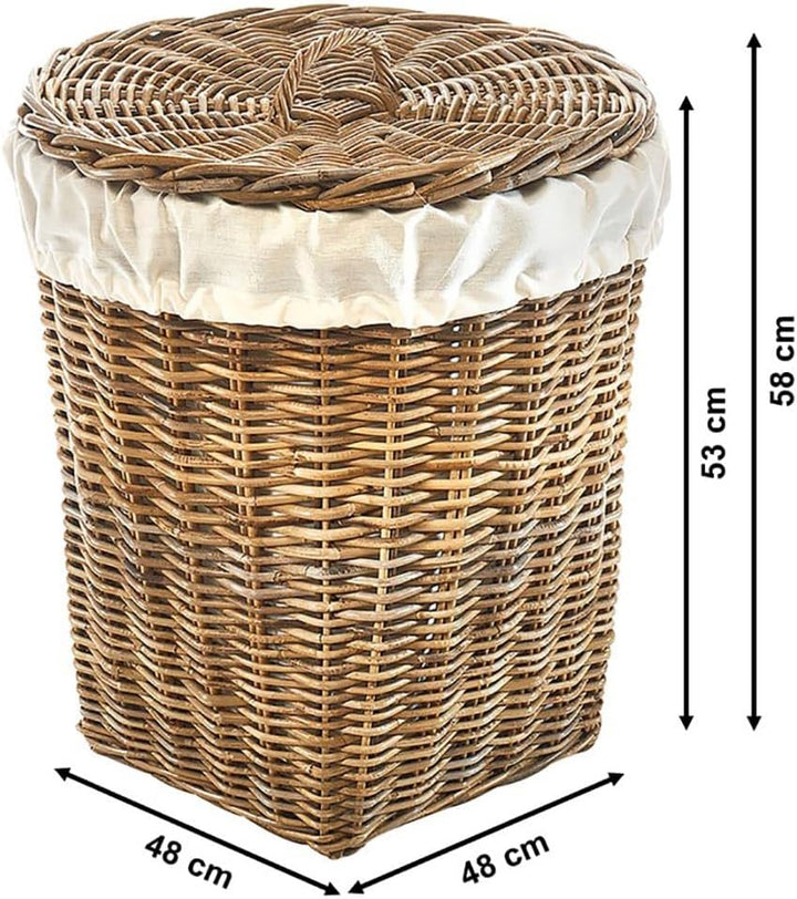 Kobolo Wäschebehälter Wäschetonne Wäschesammler KUBUS - Rattan - grau - 48x48x55 cm, 48x48x55 cm