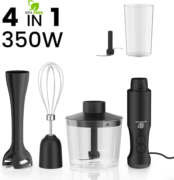 Stabmixer 4 in 1 Pürierstab Hand Blender Mixer Set Elektrische Zwei Geschwindigkeitsstufen Mit Mixst