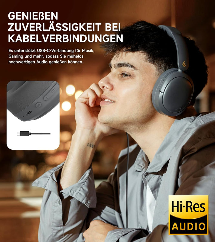 Edifier W800BT Pro Hybrid ANC Kopfhörer, Hi-Res Audio, 45Std. AKKU, Schnelles Aufladen, Faltbar, Kab