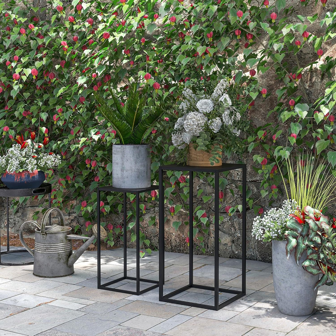 Outsunny 2er-Set Pflanzenständer, Blumenständer mit skandinavischem Design, Stahlbeine, Pflanzenhock