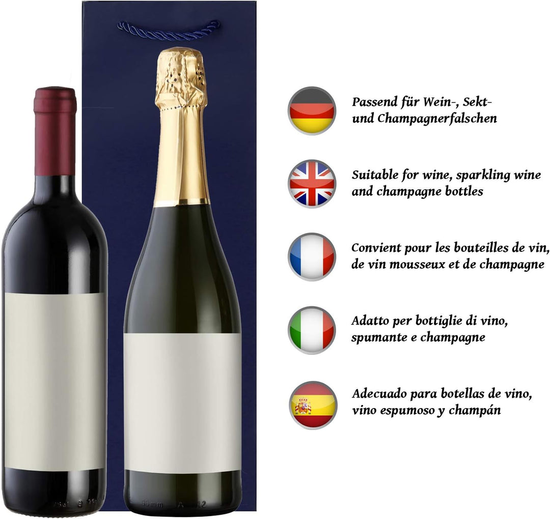 10 Flaschentüten Geschenktüten für Weingeschenke wie Wein Prosecco und Champagner Dunkelblau, Dunkel