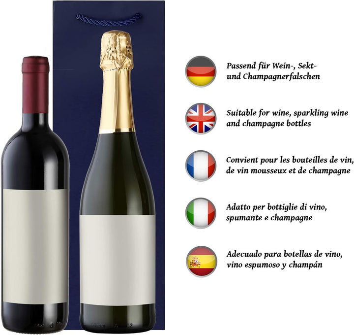 10 Flaschentüten Geschenktüten für Weingeschenke wie Wein Prosecco und Champagner Dunkelblau, Dunkel